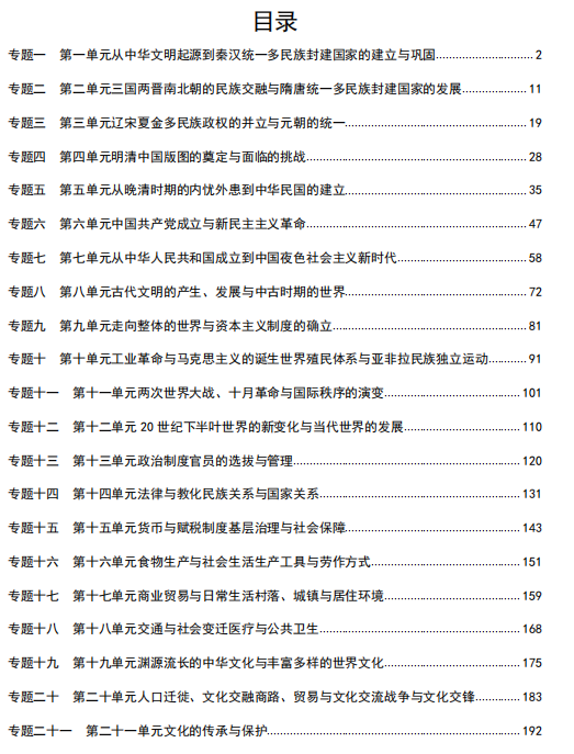 2025高考历史一轮复习考点汇总,吃透考试不低于90分