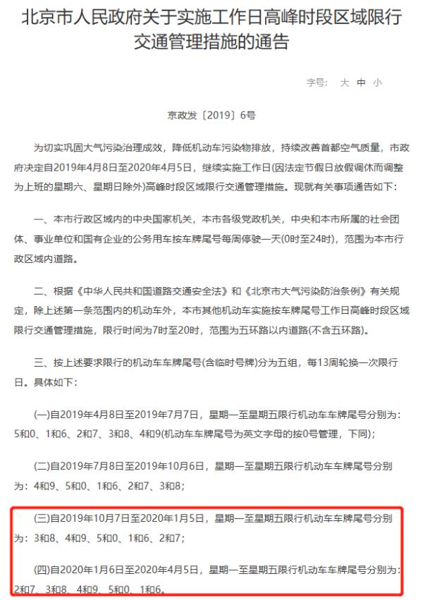 2020 年河北限行尾号大轮换,下周一限行有变动